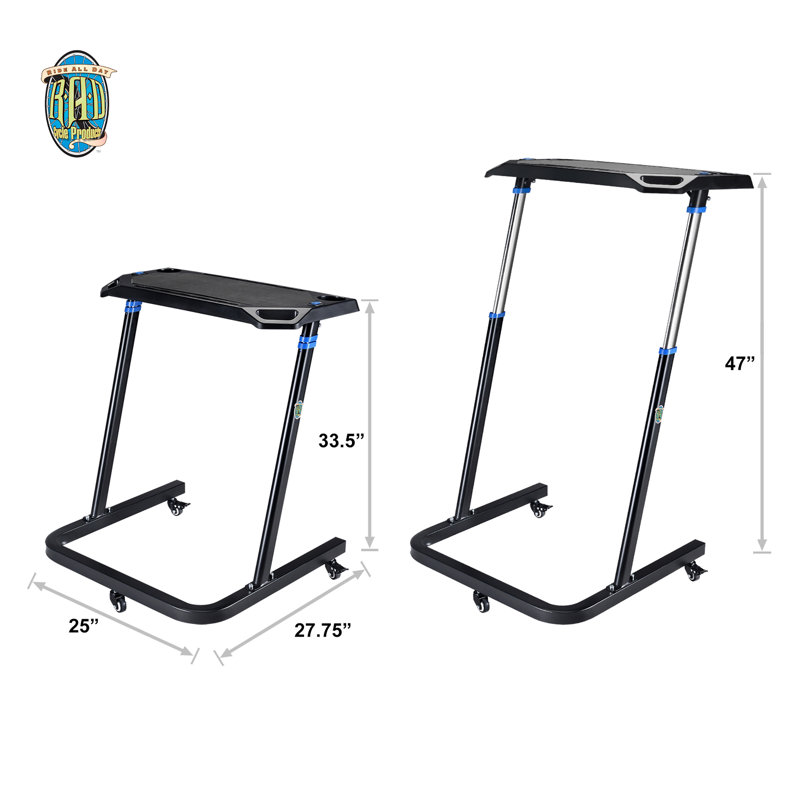 Bureau à vélo réglable Rad Sportz - Chariot à roulettes pour vélo stationnaire - Entraînement lorsque vous travaillez ou regardez la télévision - Bureau debout
