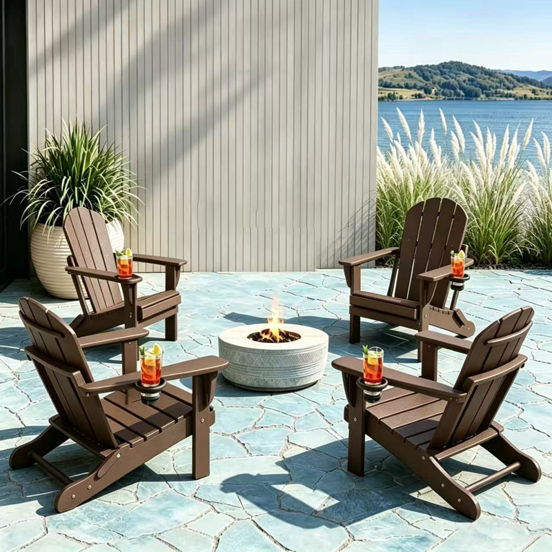Chaise Adirondack pliante en plastique Lutie, Brun