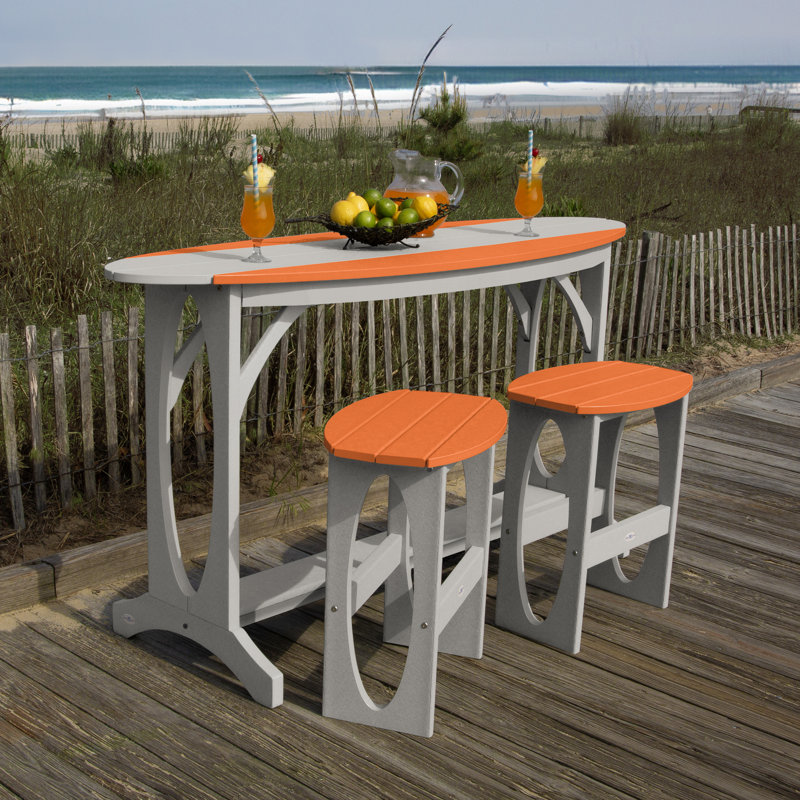 Shoreline 3-Piece Bar Height Balcony Set, Cove Gray/Citrus Orange