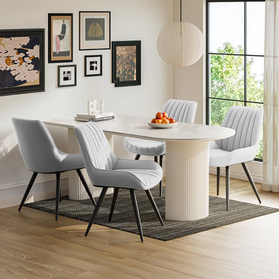 Modern Dining Chairs, 21.6"L*18.5"W*32.8"H, Tech Fabric Upholstery with Stylish Design, Sofa-Level Cushioning, Pet-Friendly, Durable Scratch Resistant, for Kitchen, Dining Room or Home Office