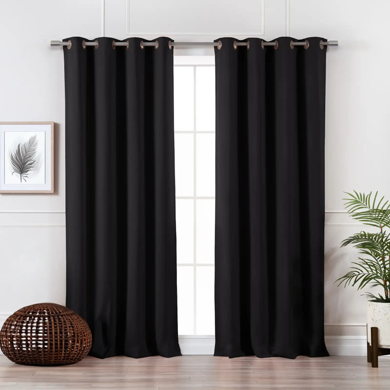 Paire de rideaux isolants avec œillets Adina Sevan, Noir, L 52 po x L 108 po
