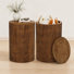 No-Assembly Solid Wood Round End Table Set Of 2, Fluted Side Table With Storage, On Wheels