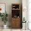 Armoire de cuisine multifonctionnelle avec tablettes coulissantes, rangement de style campagnard pour les espaces de vie et de salle à manger organisés