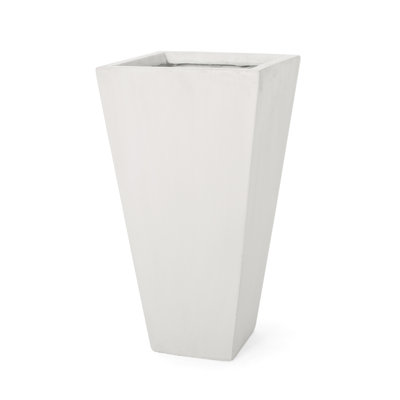 13" Small Cast Stone Planter, Matte White - Stylish For Outdoor Decoration Modern Planter Transform Your Patio Into A Gorgeous Spot