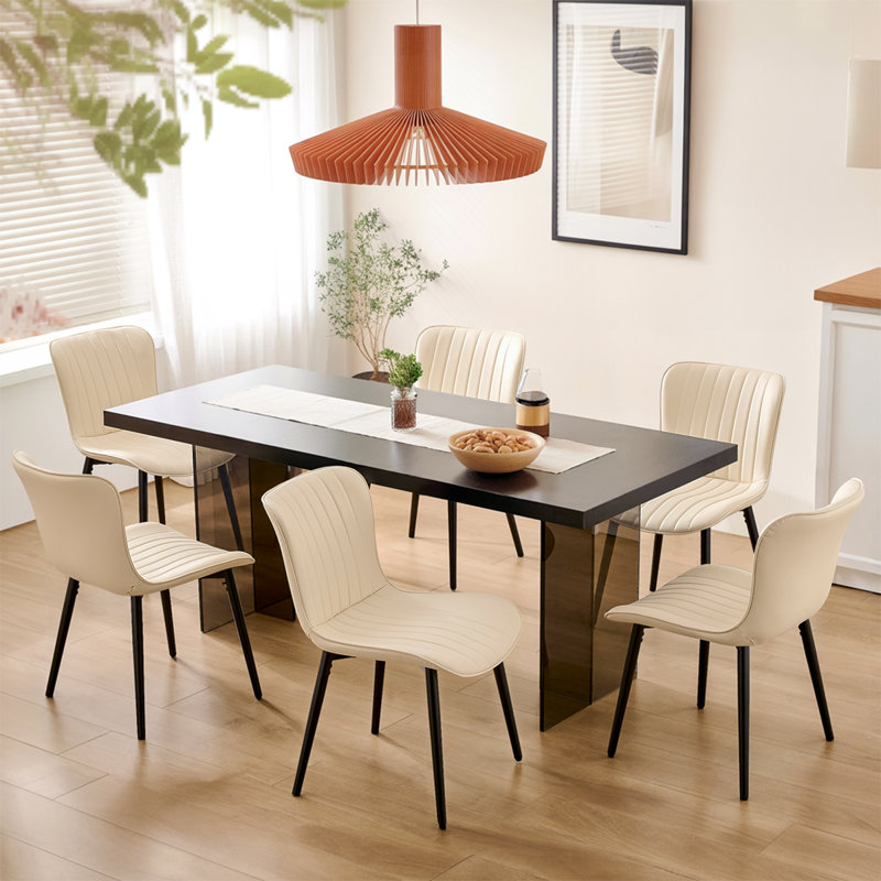 Chaises de salle à manger modernes, chaises d'appoint en cuir avec structure en métal robuste et pieds antidérapants pour la cuisine et le restaurant
