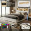 EU Double & King Faux Leather Ottoman Bed with Wingback LED & Charging Shelf, Upholstered Storage Bed, White/Black PU,  140/160x200cm-184541577-184541579