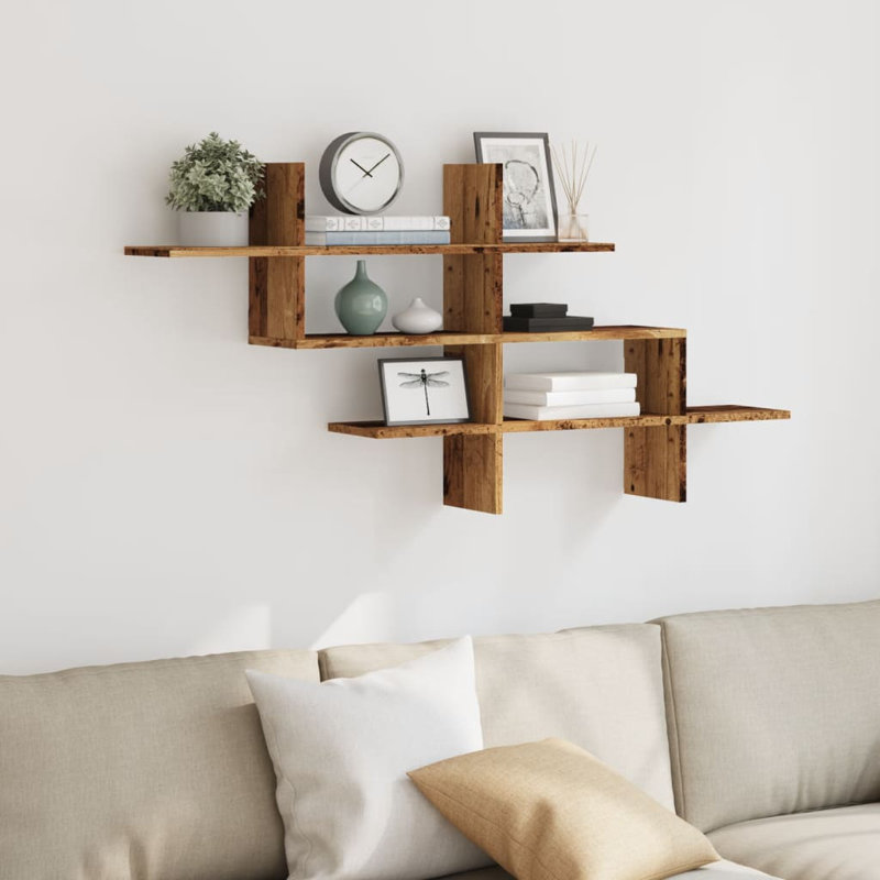 17 Stories Wall Shelf 124.5X18x60.5 Cm Engineered Wood, Old Wood