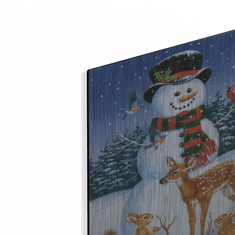 The Holiday Aisle «Snowman With Friends» par William Vanderdasson, art mural en métal, H 16 po x l 12 po