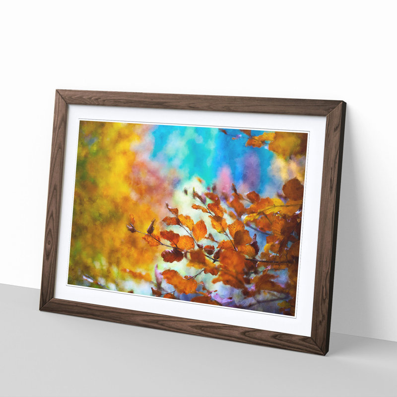 Autumn Leaves Abstract - Picture Frame Painting Print, Walnut, 24cm H x 33cm W x 2cm D