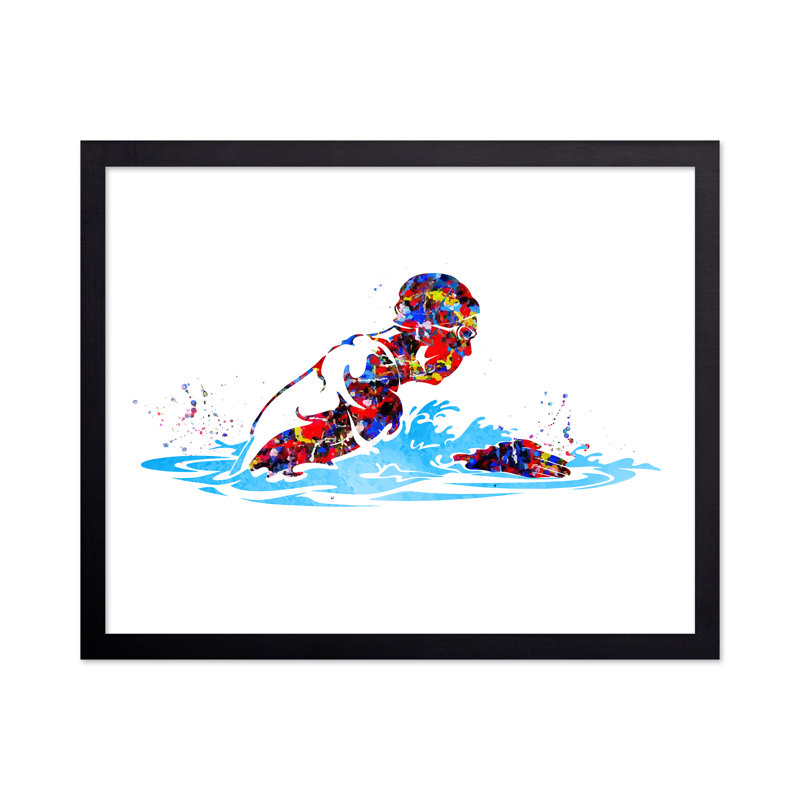 Aquarelle nageur, Black Framed, Poster, 18"H x 24"W