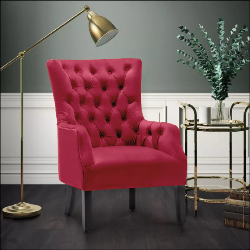 Dority Upholstered Wingback Chair, Raspberry Red