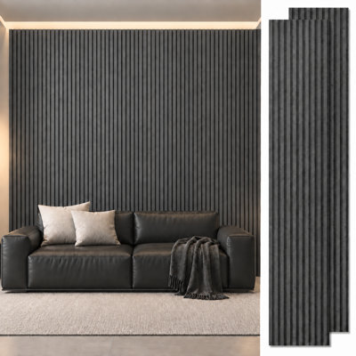 4Pcs 107.87" x 12" Acoustic Wood Slat Wall Panel, Slat Sound Absorbing Paneling (36 sq.ft./Case)