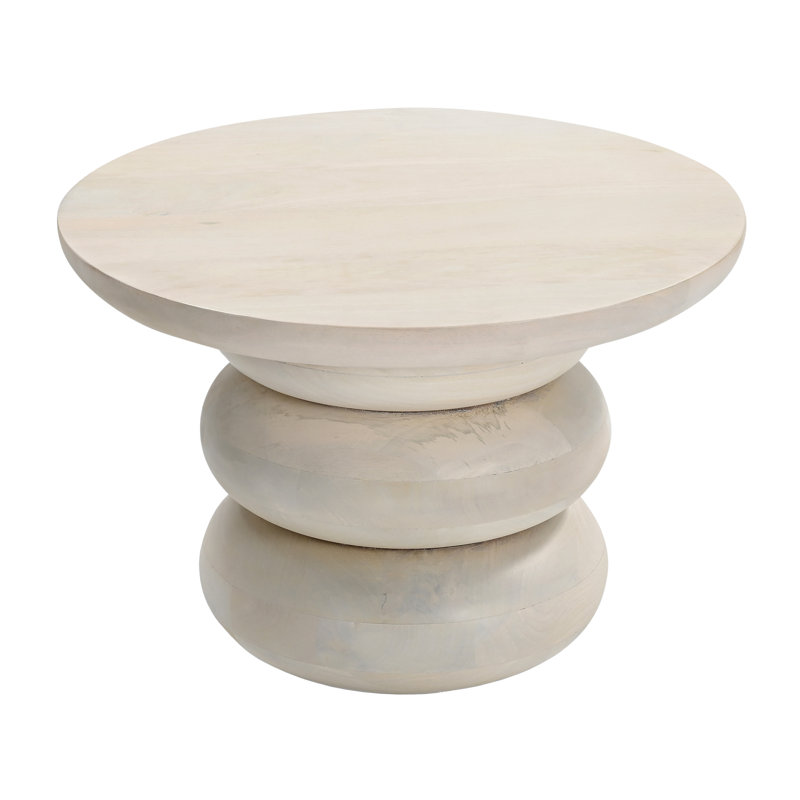 Jeneanne Modern Mango Wood Accent Table with Sculptural Round Base - Handmade Contemporary End Table with Solid Wood Construction for Stylish Home Decor