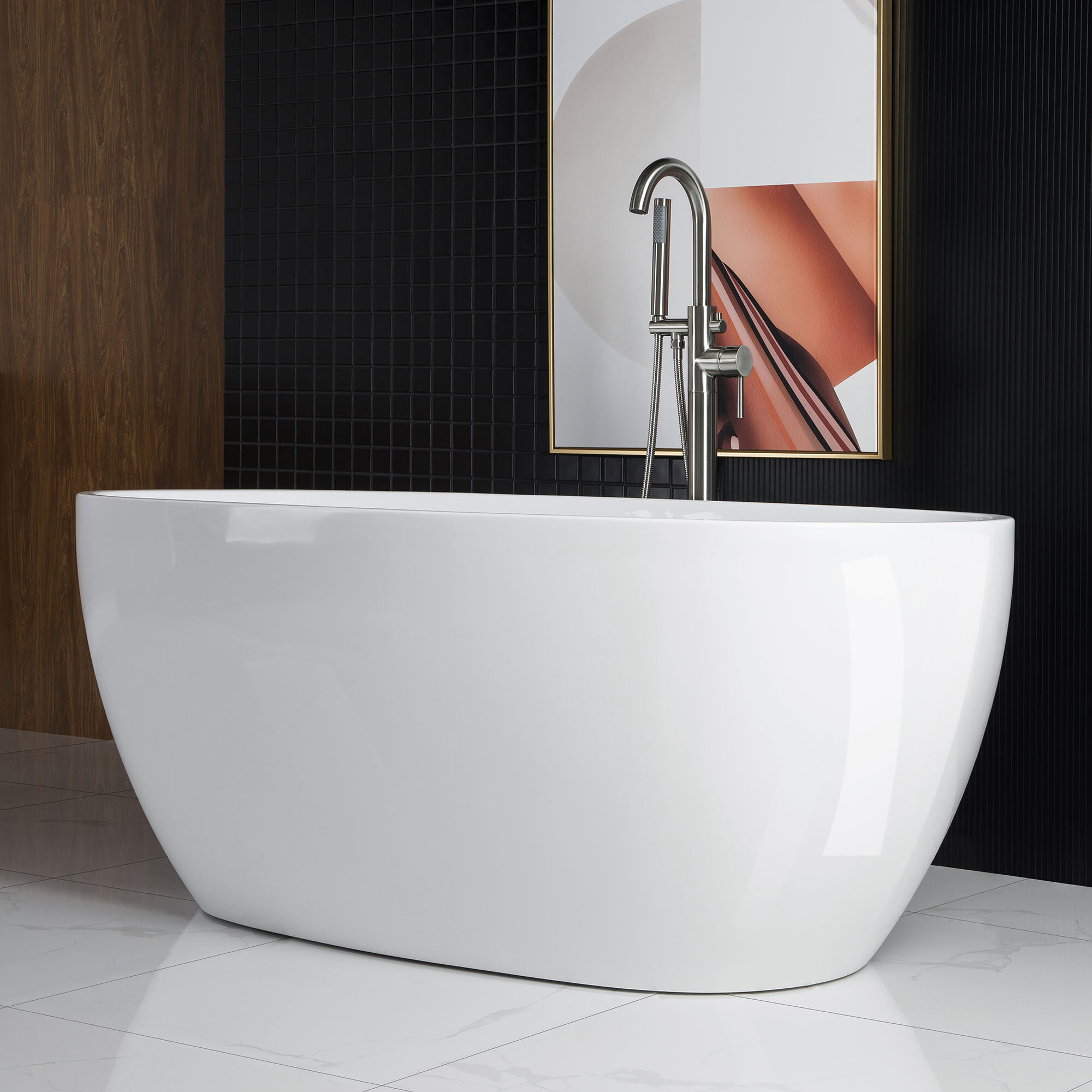 WoodBridge 71'' x 31.5'' Freestanding Acrylic Bathtub with Faucet & Reviews