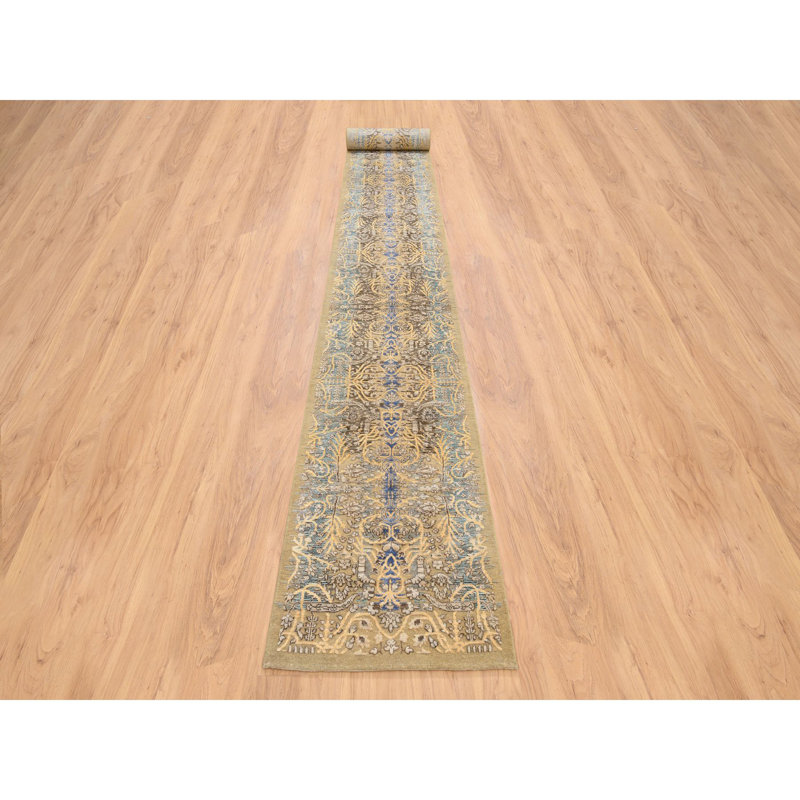Tapis de couloir brun en laine noué à la main de 2 pi 6 po x 24 pi 1 po Saroogh 5C44CF0937C54BDE9C0A81DB42FA5528