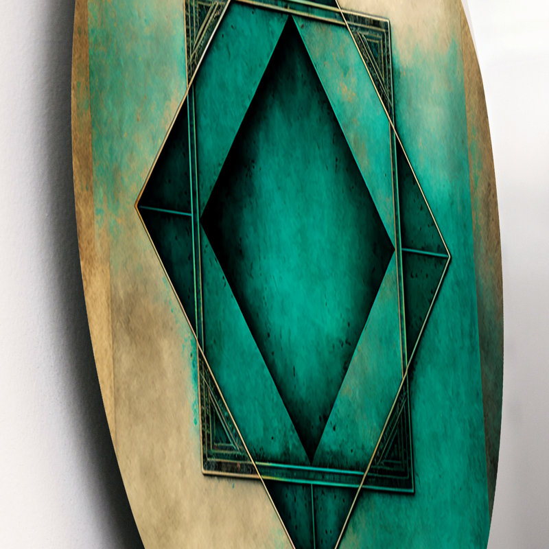«Impermanence Japanese Vintage Art III», art mural rond abstrait géométrique sur métal, L 23 po x H 23 po