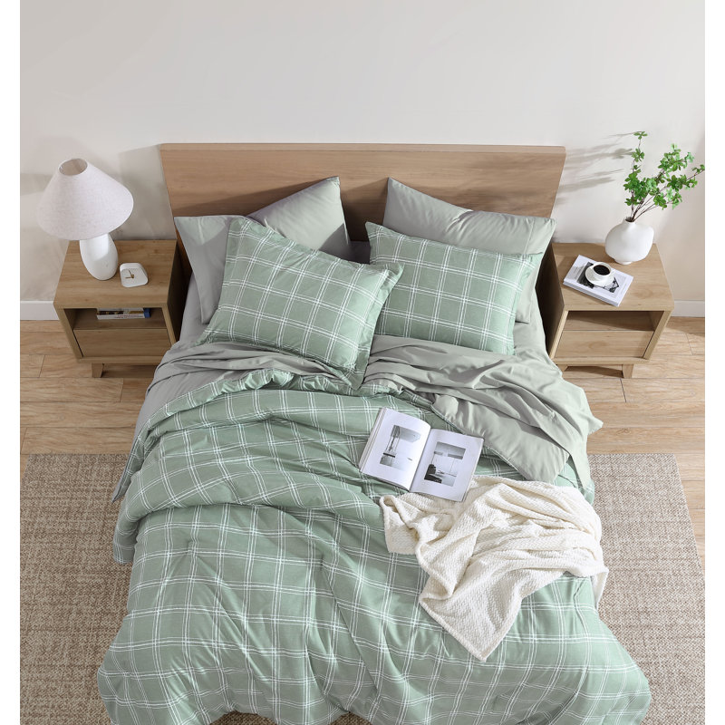 Ensemble de lit dans un sac réversible en microfibre réversible 7 pièces Swift Home, Vert
