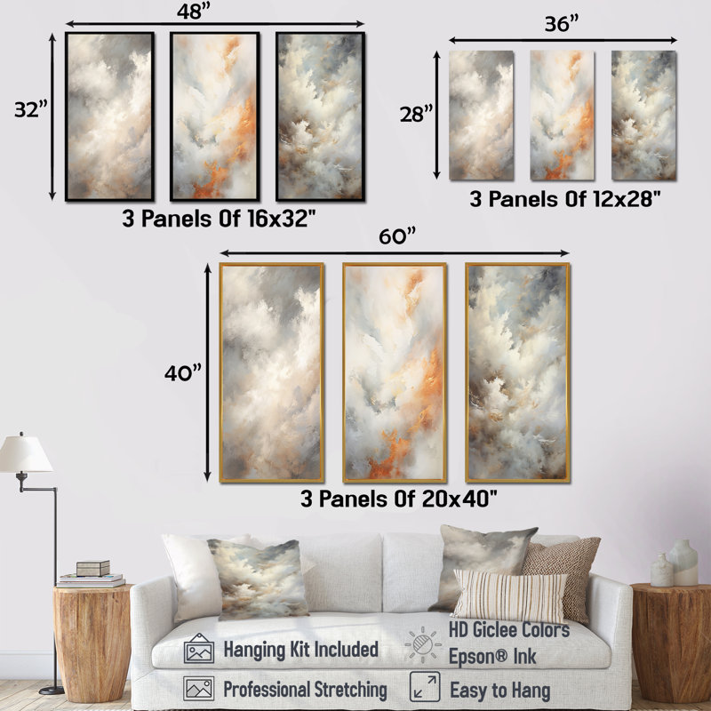 Mystic Grey Clouds Horizon, Black Floater Framed, 32" H x 48" W