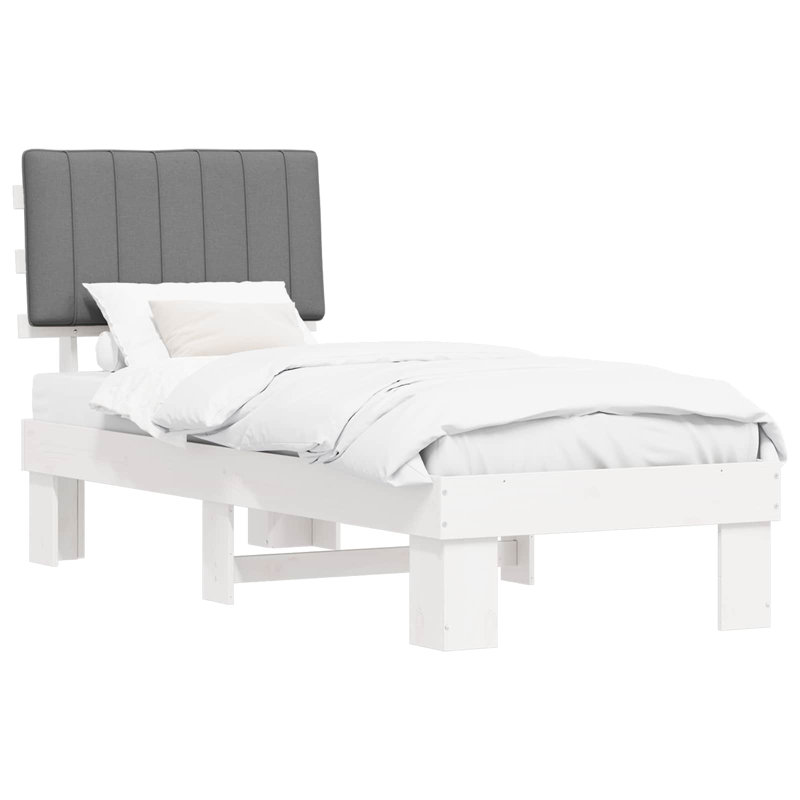 Steel Bed Frame, Small Single (2'6), Light Grey/White