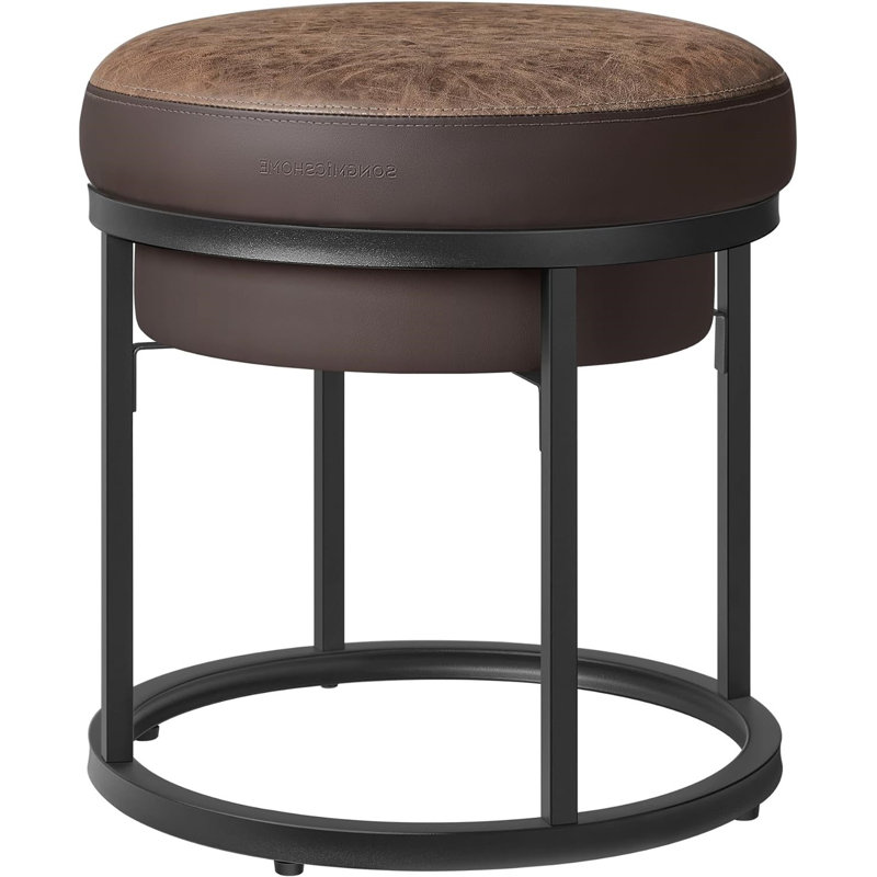 Pierview Faux Leather Ottoman, Walnut Brown