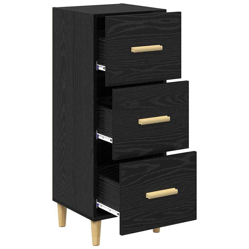 Sideboard Engineered Wood Side Cabinet Home Organiser, Black Oak