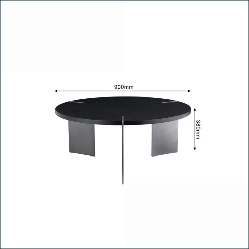 Table basse en bois de chêne noir pour le salon, lignes lisses faciles à nettoyer et amp; Structure en métal robuste, Noir