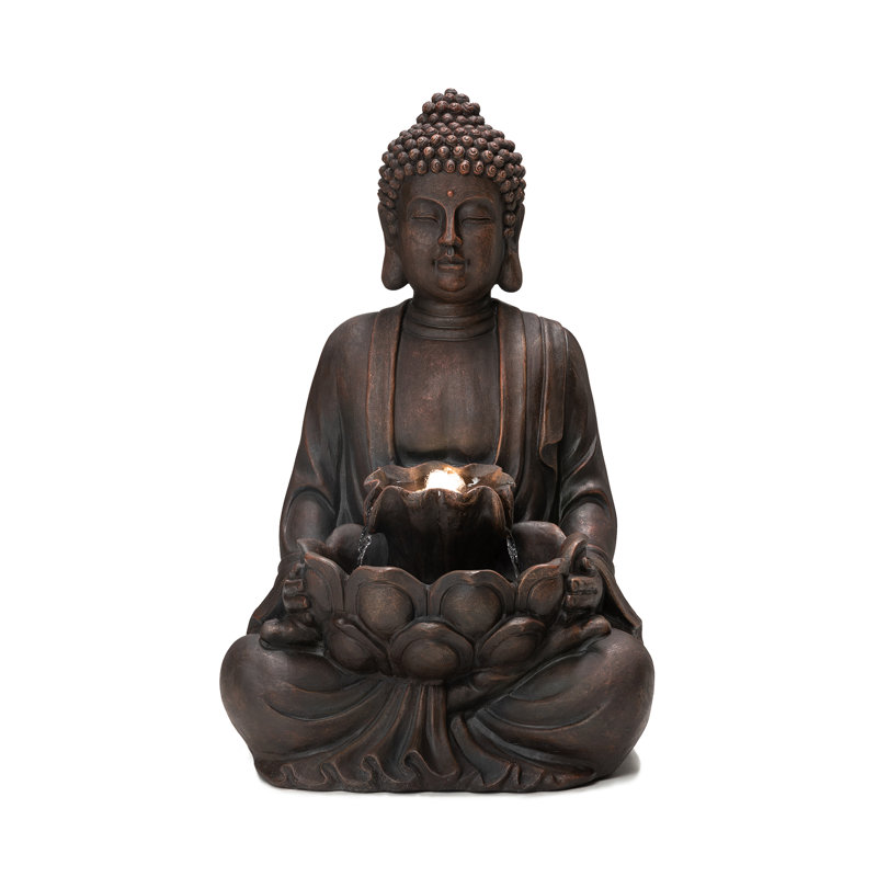 Sanavi Weather Resistant Fountain with Light, 23.25" H x 14.5" W x 12.5" D