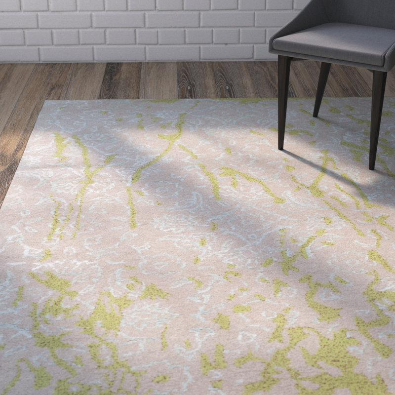 Seo Hand Tufted Wool Floral Rug, Rectangle 5' x 8'