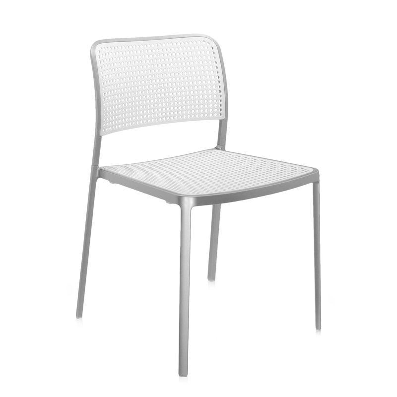 Audrey 18.11'' H Stacking Side Chair, White, White Painted Steel