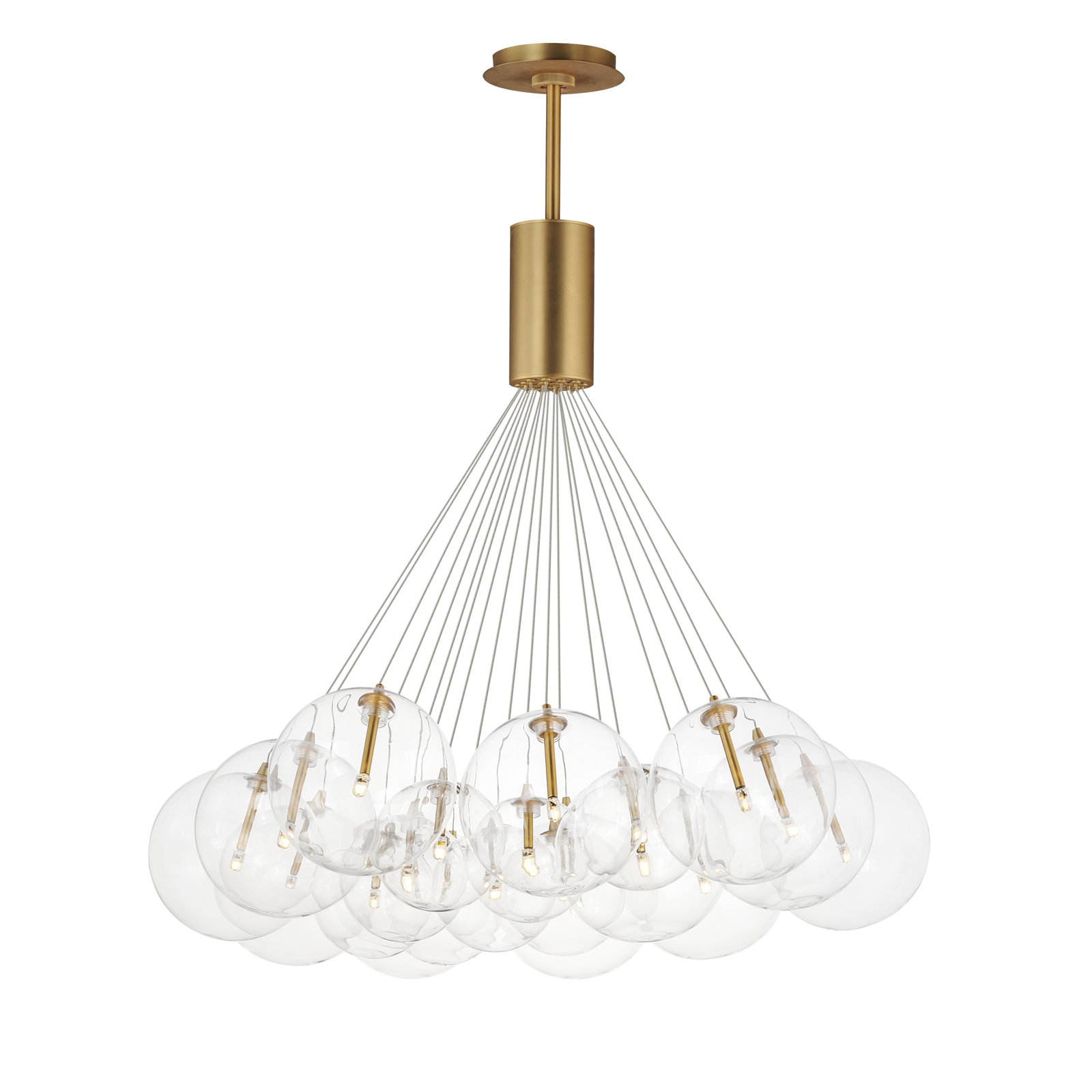 Alikee 20 Light Glass Steel Dimmable Pendant, Clear, Gold