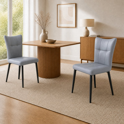Everett High-Back PU Leather Dining Chairs with Wrought Iron Frame