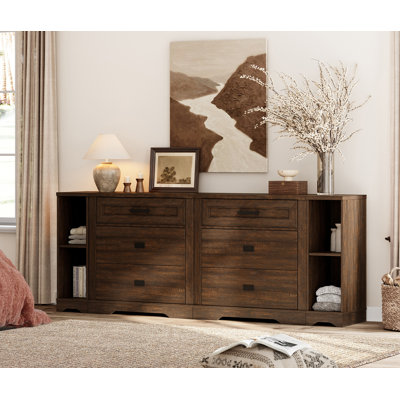 Laziza 4-In-1 Large Farmhouse Wood Entertainment Center With Drawers And Shelvs