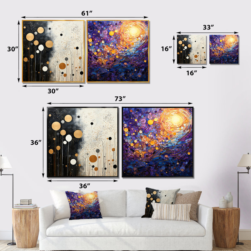 Celenade Serade - Ensemble de 2 collages abstraits carrés, H 30 po x l 61 po, Toile tendue