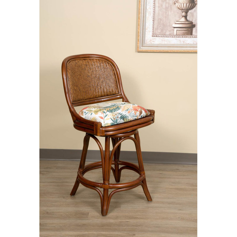 Tabouret pivotant Daquante, Tabouret de comptoir (siège d’une hauteur de 24, Terre de Sienne