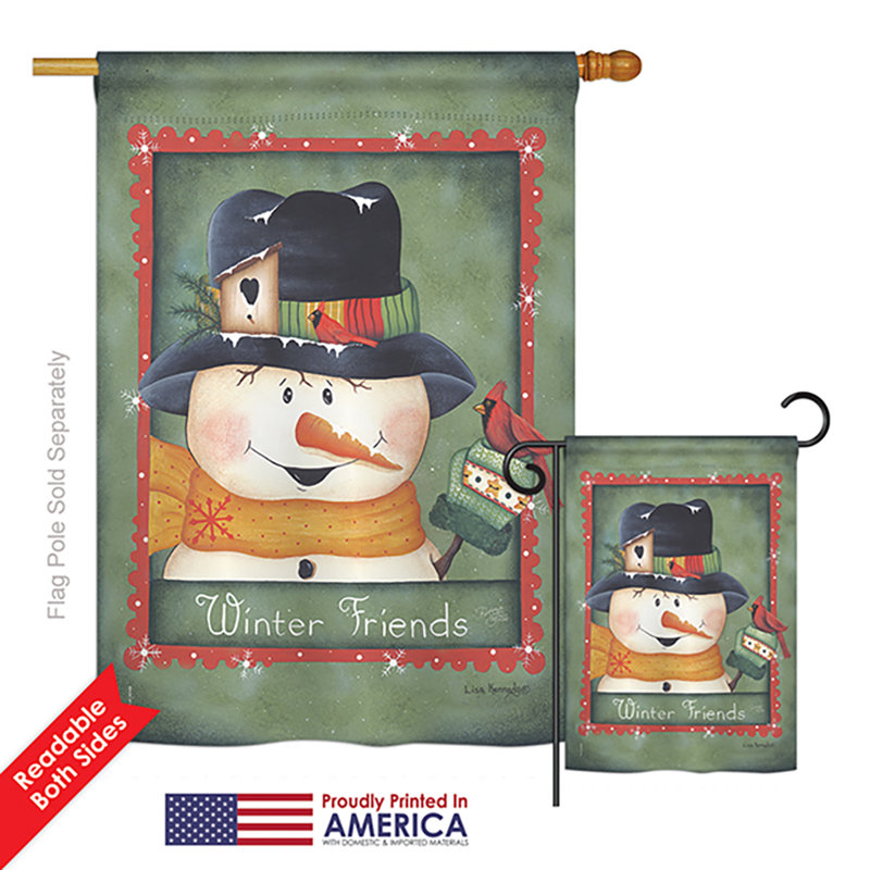Ensemble de 2 drapeaux en polyester 2 côtés winter friends wonderland impressions