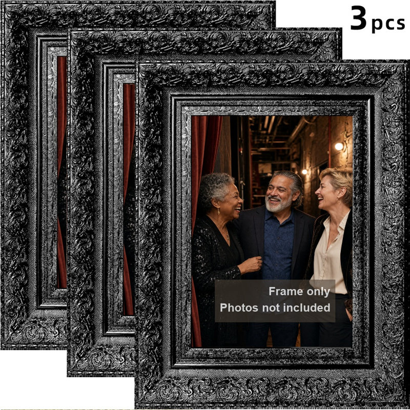 Cadre photo noir 3 pièces pour photos et photos de famille 8 po x 10 po