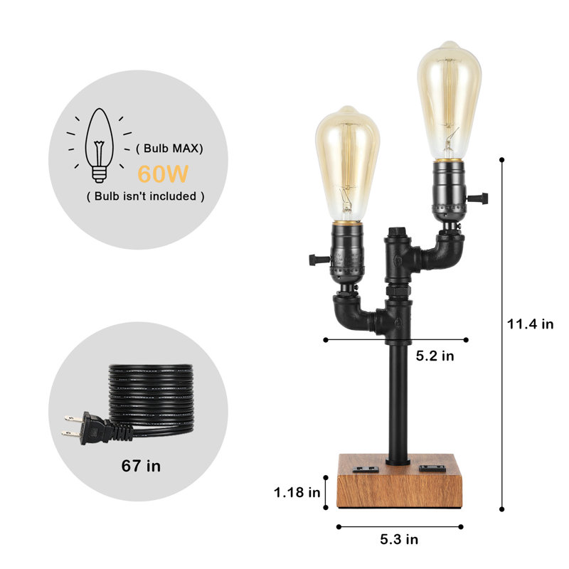 Lampe de bureau noire 11,4 po Anuoluwa