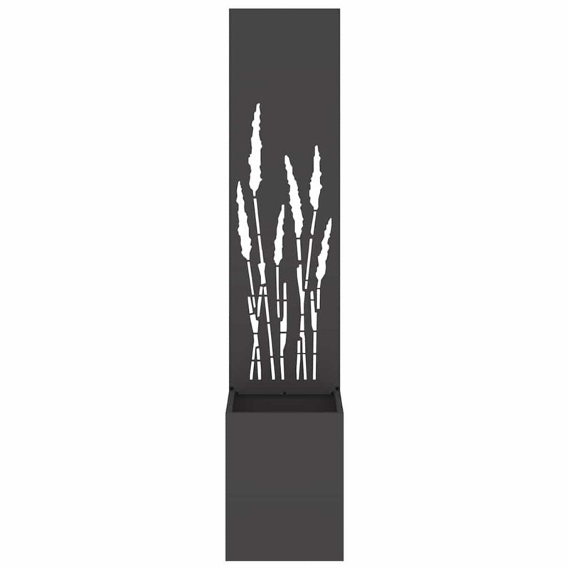 Garden Planter With Decorative Panel, 140cm H x 32cm W x 32cm D, Black