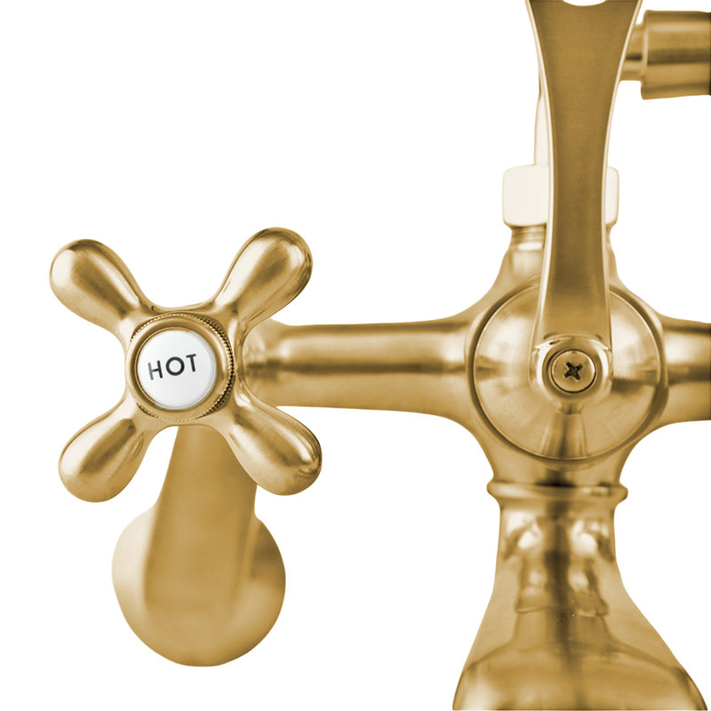 Thames Tub Mount British Telephone Faucet Set by Strom Living, Unlacquered Satin Brass