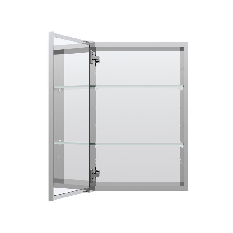 Armoire à pharmacie de salle de bain en aluminium l 16 po x H 24 po avec tablettes réglables et porte battante gauche