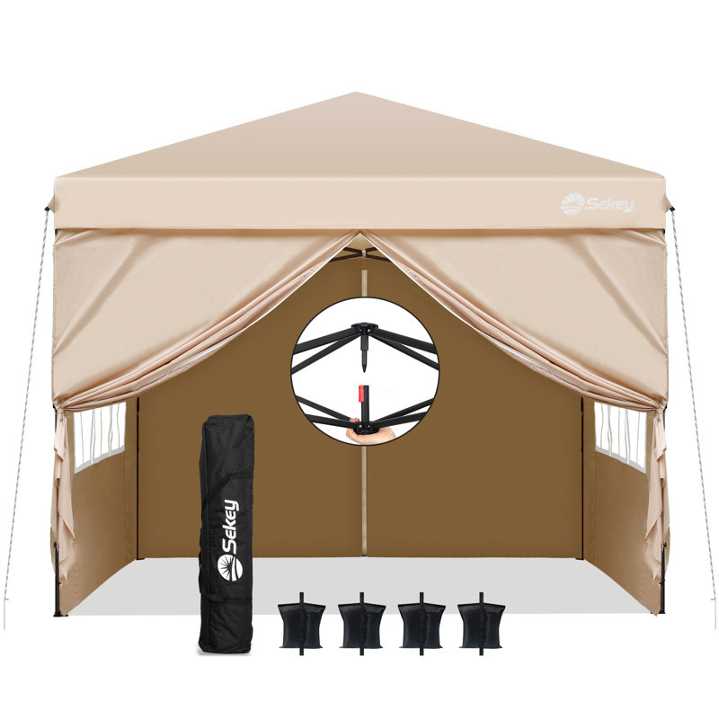 3 x 3m folding gazebo with 4 side panels, Khaki