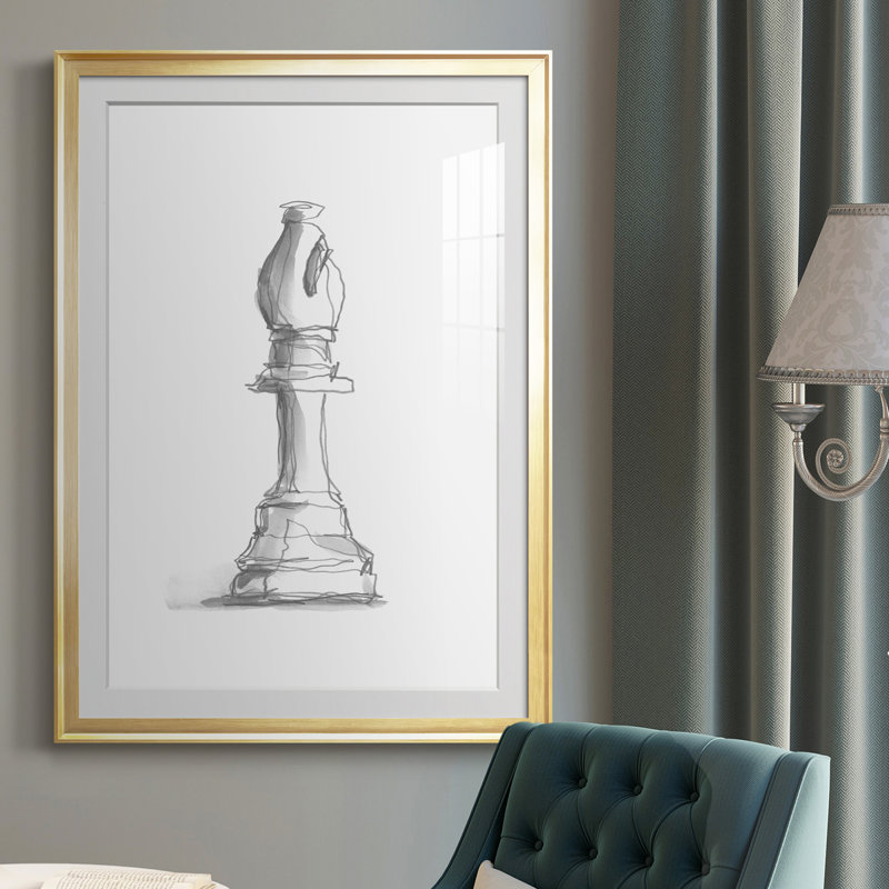 Chess Room Study IV - Reproduction de cadre photo, H 30,5 po x l 22,5 po x P 1 po, Or