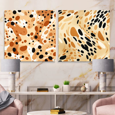 Beige sphinx Spots I - ensemble abstrait d'art mural en verre acrylique sur 2