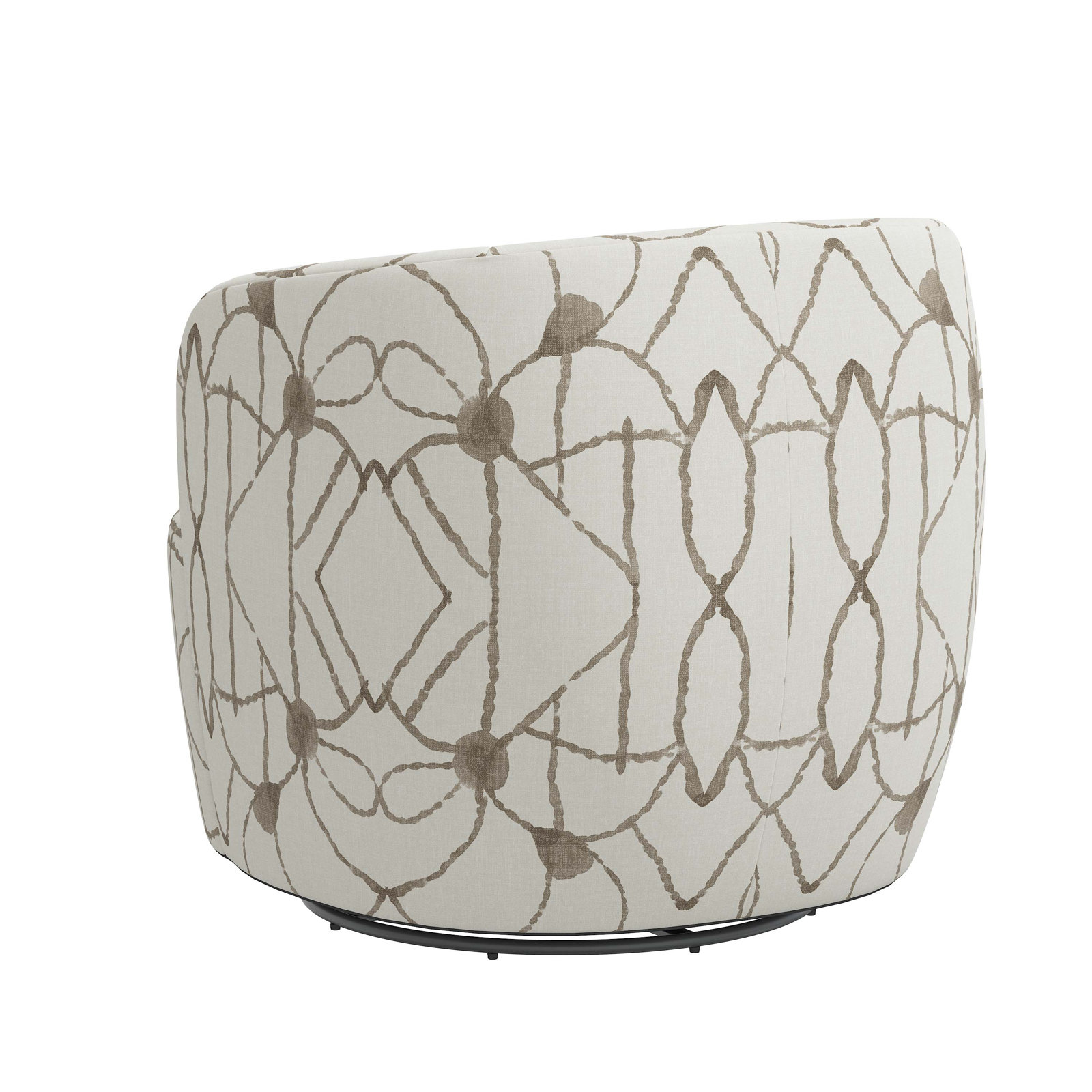Mina Cotton Swivel Barrel Chair, Hans Cream Geometric
