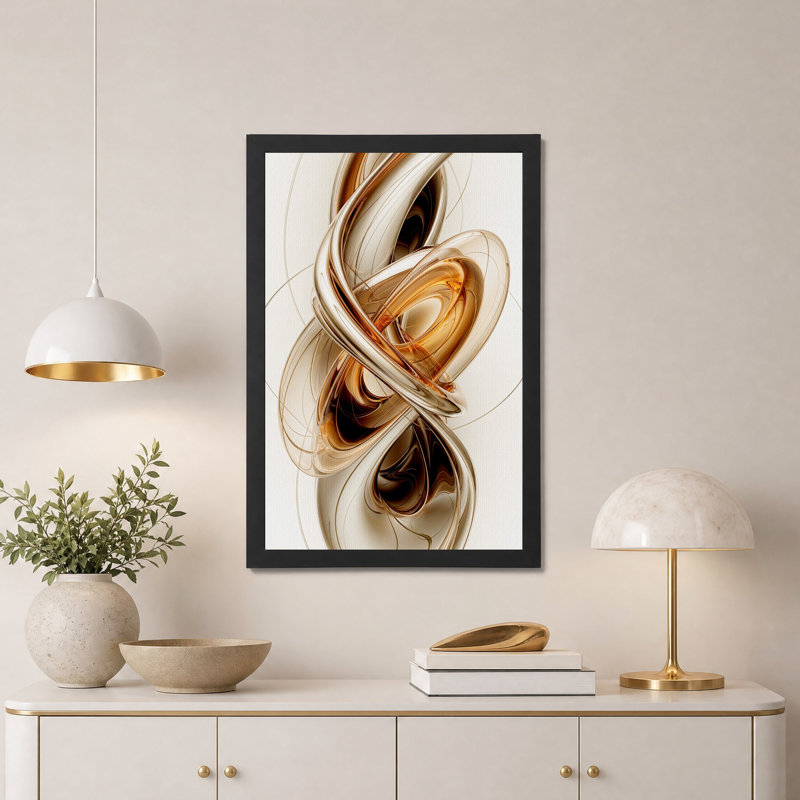 Tableau abstrait tourbillonnant en bronze et or métallisés sur toile, H 30 po x l 20 po