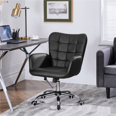 Chaise de bureau en similicuir Poche avec accoudoirs rembourrés