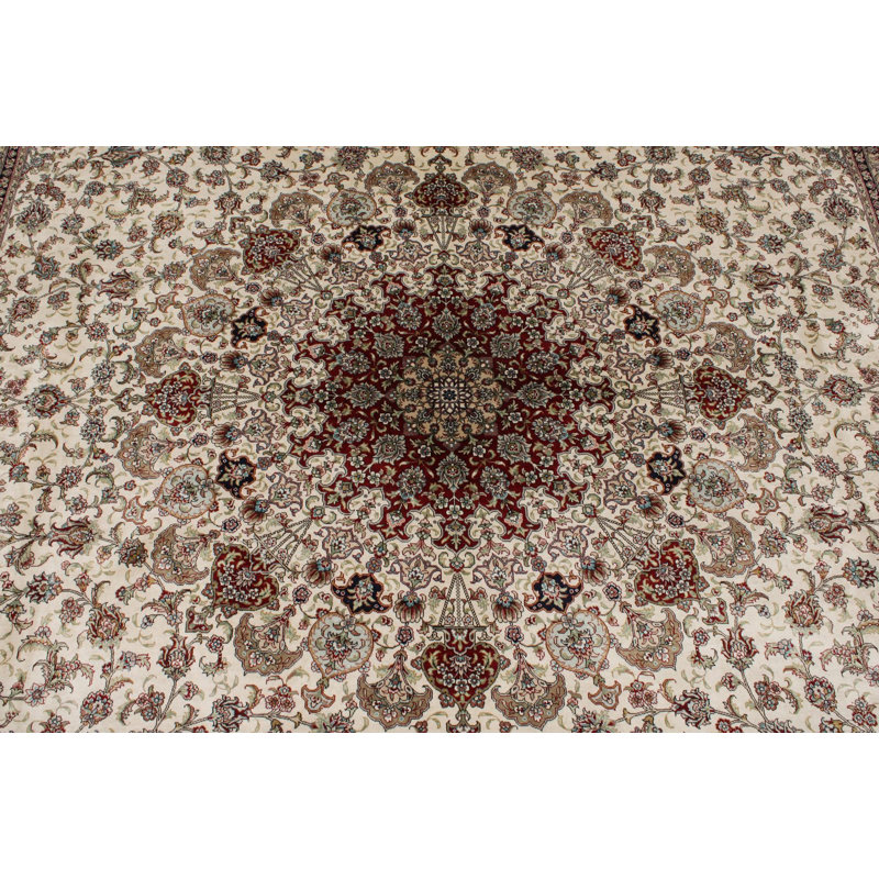Tapis turc ivoire et rouge 9 x 12