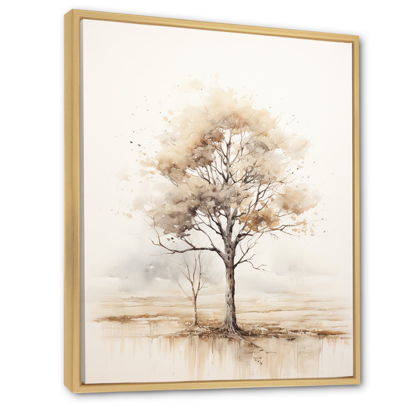 «Beige minimalisme», art mural africain, Cadre flottant brun, H 20 po x l 12 po x P 1 po