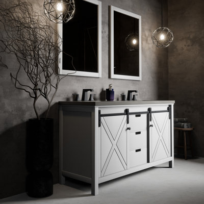 Ensemble de meuble-lavabo double 60 po x P 22 po Marsyas, robinet et miroirs 24 po