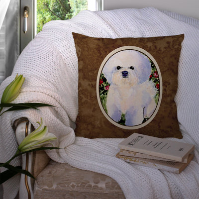 Bichon Frise Indoor/Outdoor Square Brown Throw Pillow